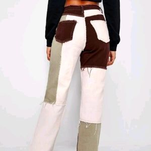 Color Block Denim Straight Leg